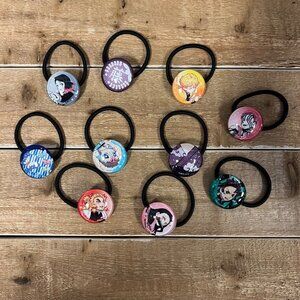 NIP Set of 10 Demon Slayer Glass Bead Elastic Hair Ties Various Characters
